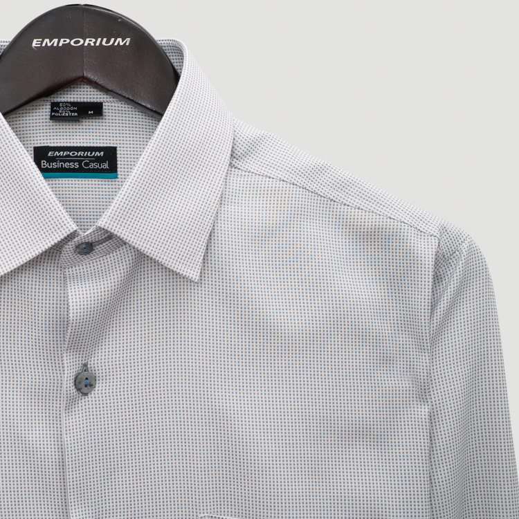 camisa formal gris estructura labrada marca business casual cl sico 160893 GRIS 2