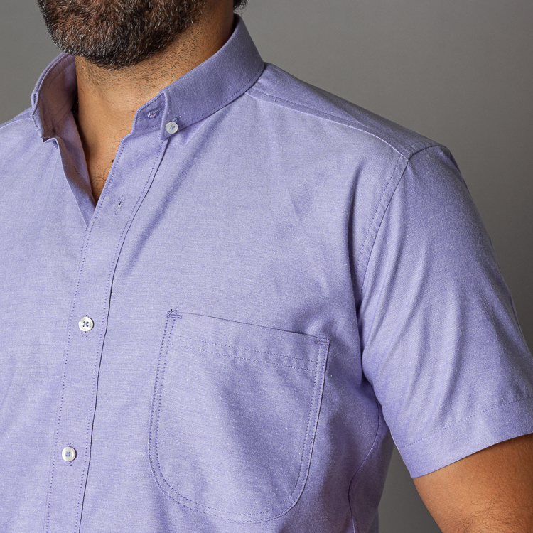 camisa lila estructura plana manga corta marca business casual slim 128974 CELESTE