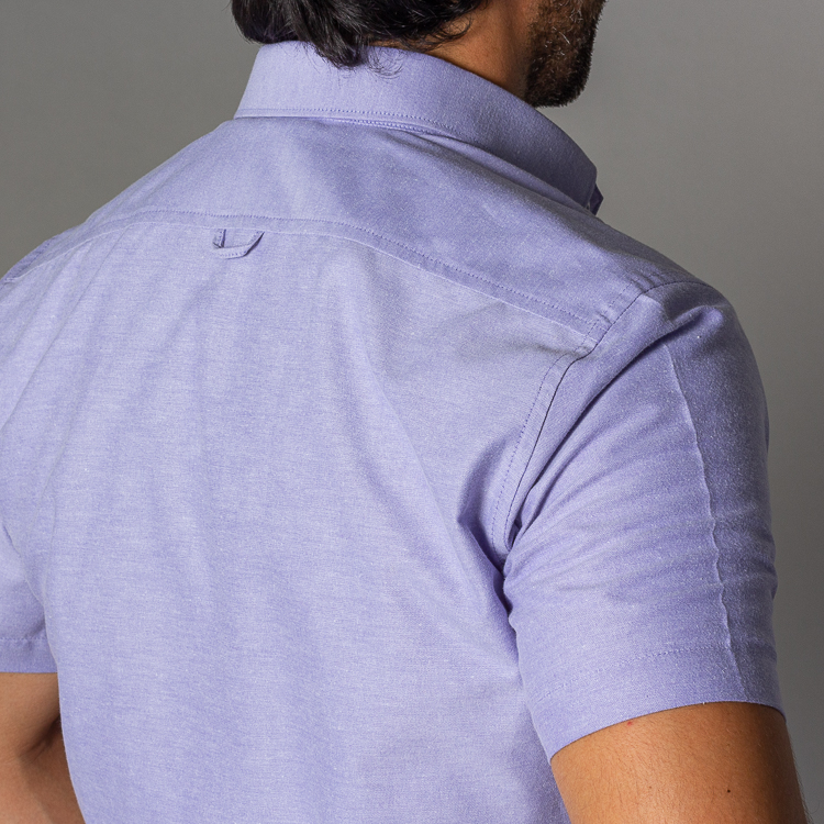 camisa lila estructura plana manga corta marca business casual slim 128974 CELESTE