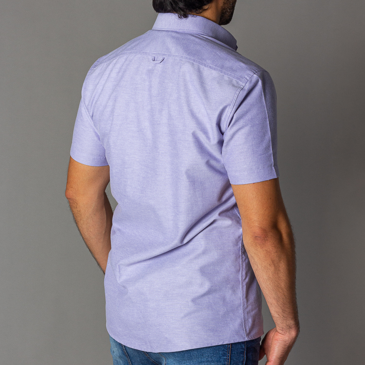camisa lila estructura plana manga corta marca business casual slim 128974 CELESTE