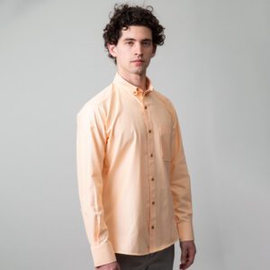 camisa naranja estructura oxford liso marca business casual slim 147708 249630 1