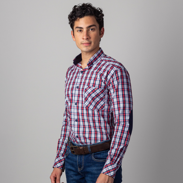 camisa roja diseno de mini cuadros marca business casual cl sico 141368 380097