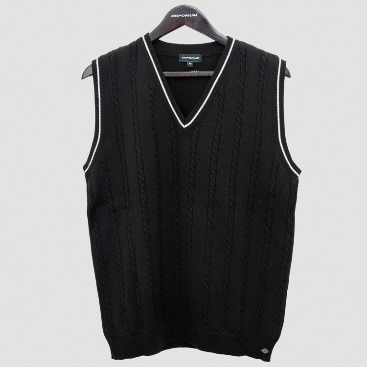 chaleco negro estructura labrada marca emporium cl sico 156354 NEGRO 1