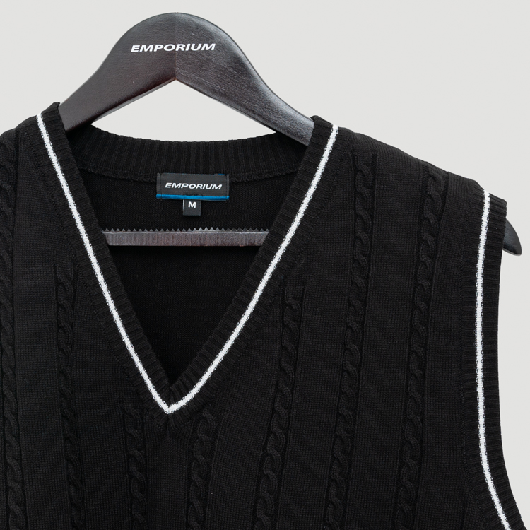 chaleco negro estructura labrada marca emporium cl sico 156354 NEGRO 2