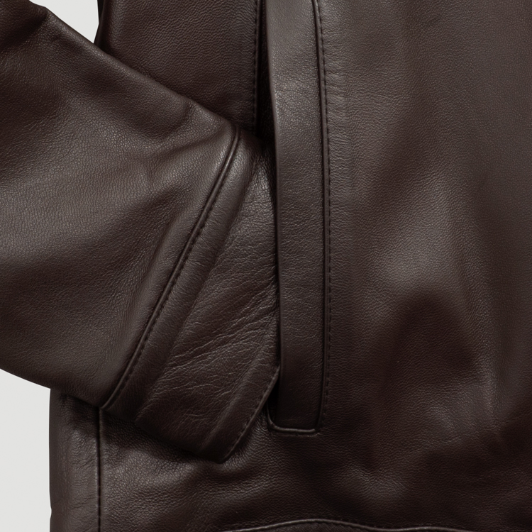 chumpa cuero caf estilo de cuello redondo marca business casual slim 162904 CAFE
