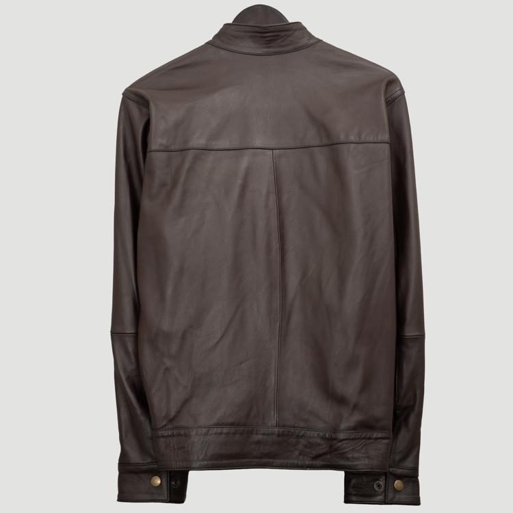 chumpa cuero caf estilo de cuello redondo marca business casual slim 162904 CAFE