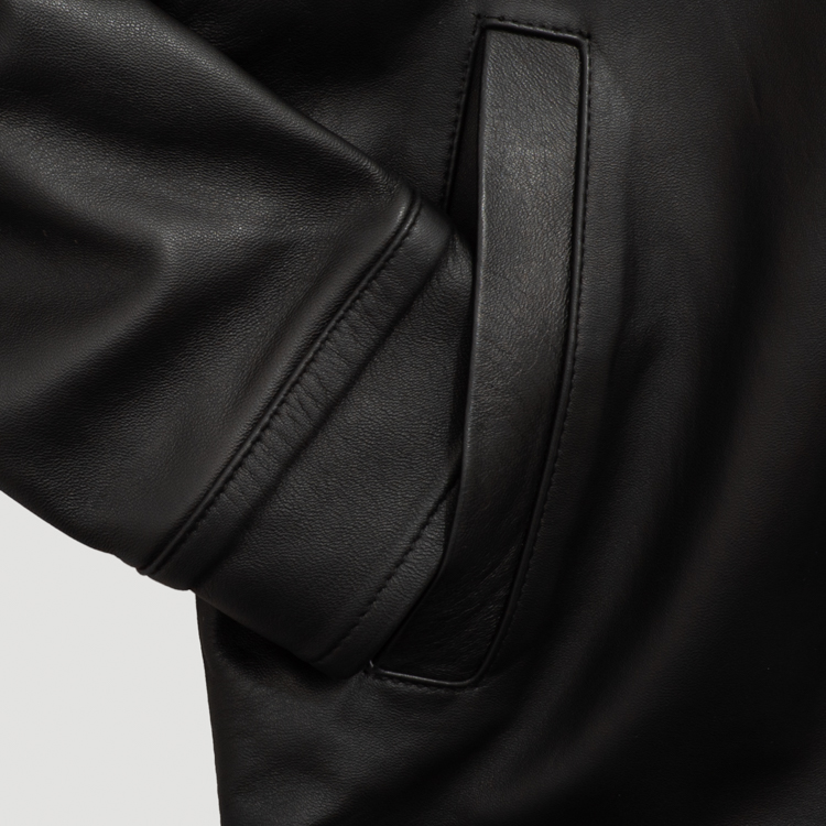 chumpa cuero negro estilo de cuello formal marca business casual slim 162907 NEGRO