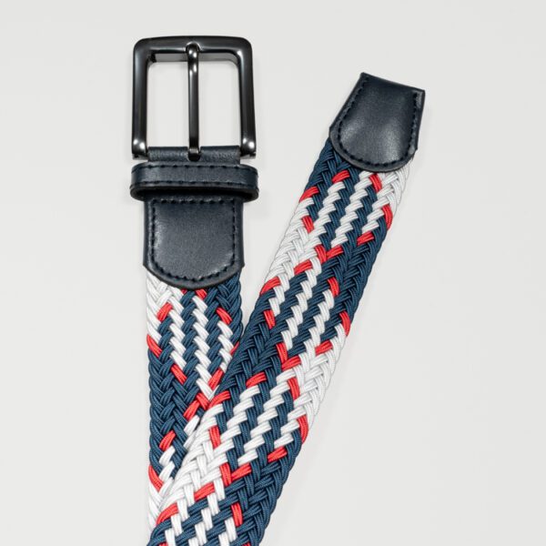 cincho azul blanco y rojo diseno trenzado marca buckle cl sico 154168 AZBLRO 1