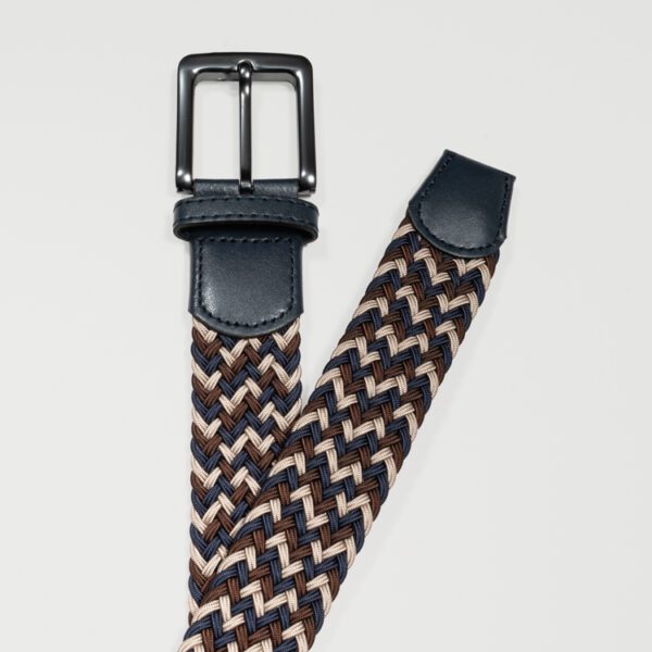 cincho beige azul y caf diseno trenzado marca buckle cl sico 149686 BEAZCA 1