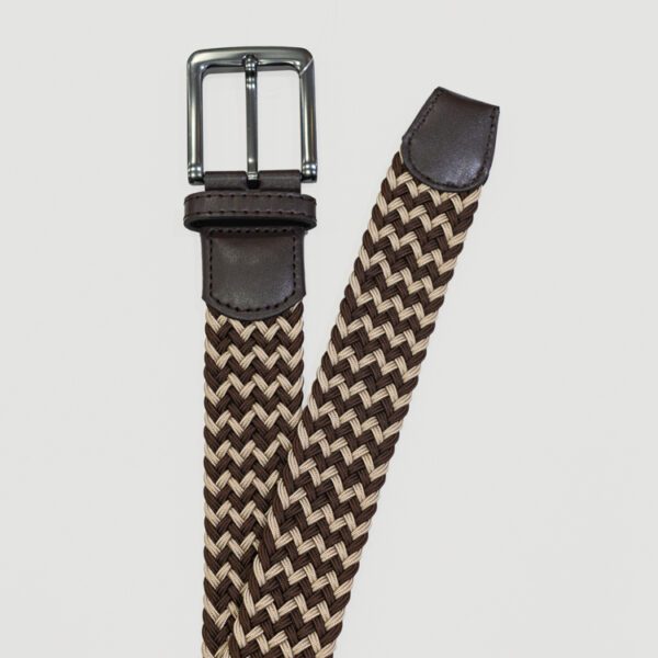cincho beige y caf diseno trenzado con hebilla metalica marca buckle cl sico 144804 BEIGCAF 1