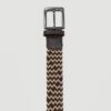 cincho beige y caf diseno trenzado con hebilla metalica marca buckle cl sico 144804 BEIGCAF 2