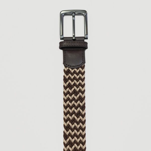 cincho beige y caf diseno trenzado con hebilla metalica marca buckle cl sico 144804 BEIGCAF 2