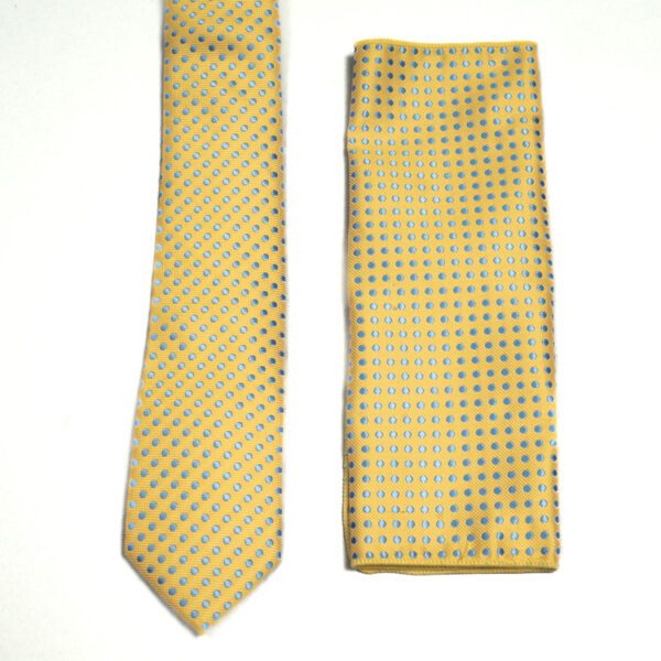 corbata con panuelo amarillo diseno de puntos marca buckle cl sico 156208 305980 2