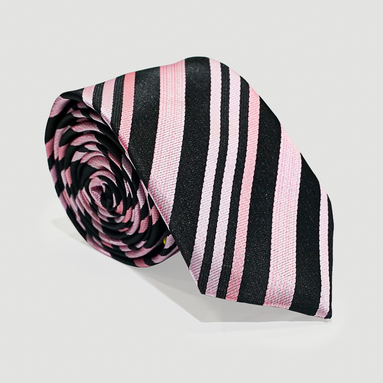 Corbata rosado diseño franjas y líneas diagonales marca Emporium slim | 126270