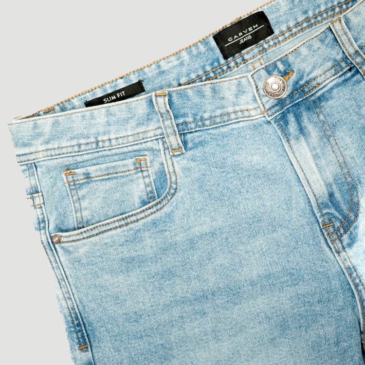 jeans azul estructura labrada marca carven slim 155625 AZUL 2