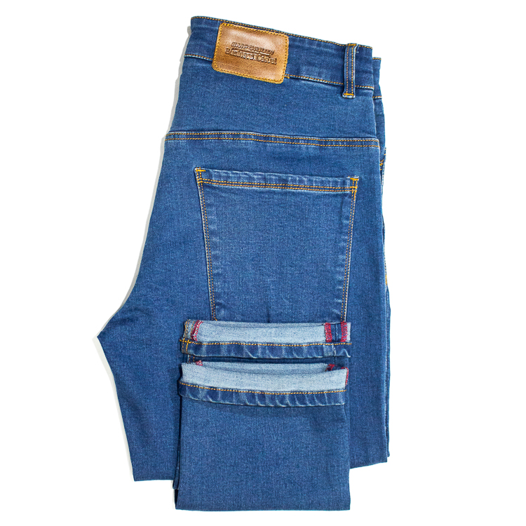 Jeans azul con detalles de lavado marca Emporium Casual Slim | 123341