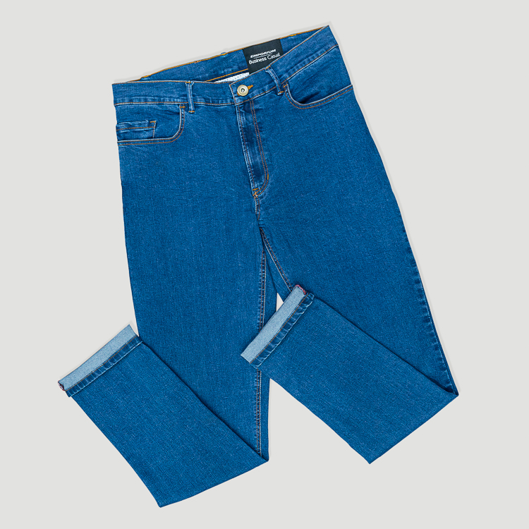 Jeans celeste estructura plana lisa marca Business Casual slim | 129017