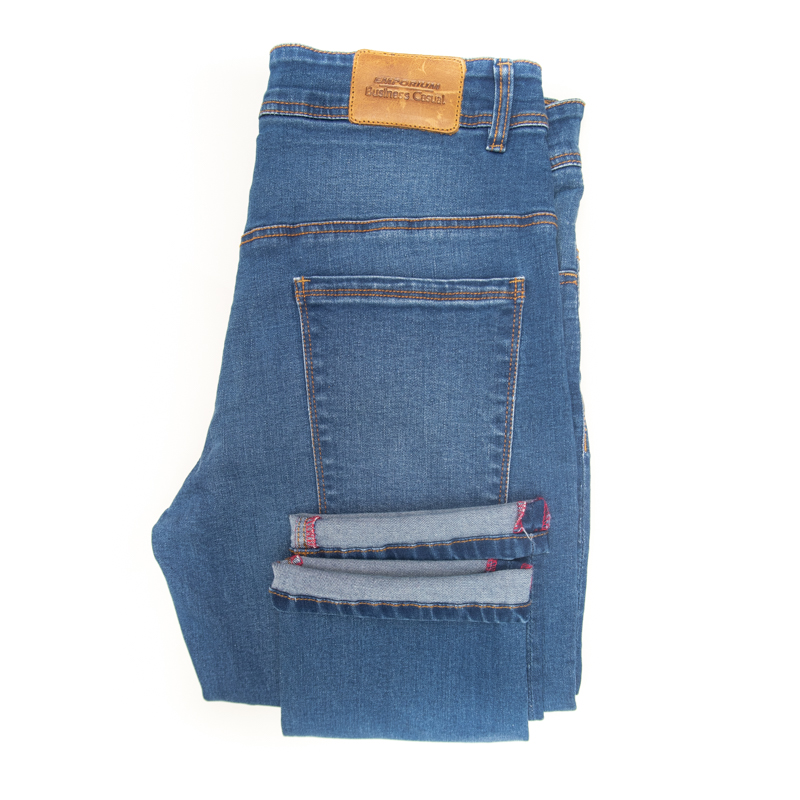 Jeans azul skinny con  detalles de lavado marca Emporium Casual Slim | 121782