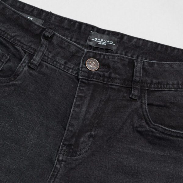 jeans negro estructura labrada marca carven slim 147578 256541 4