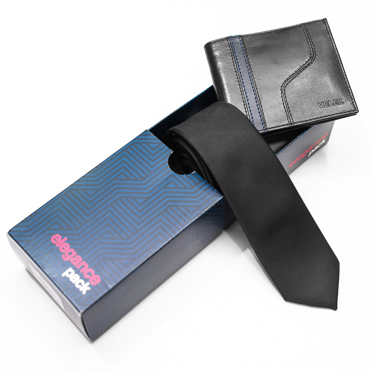 Pack de billetera y corbata en variedad de colores diseño doble marca Vélez Slim | 121853