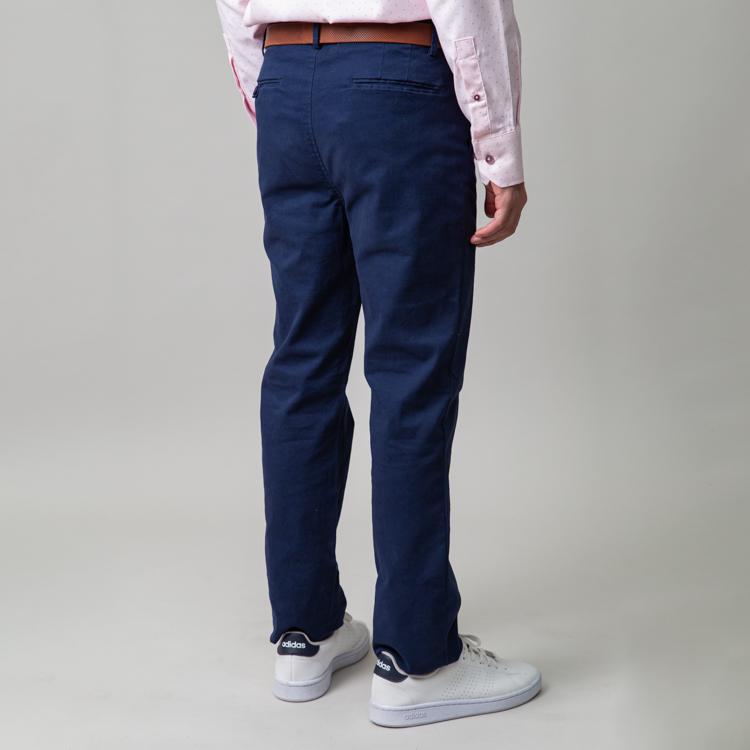 pantalon azul estructura plana lisa marca business casual slim 147781 AZUL 2