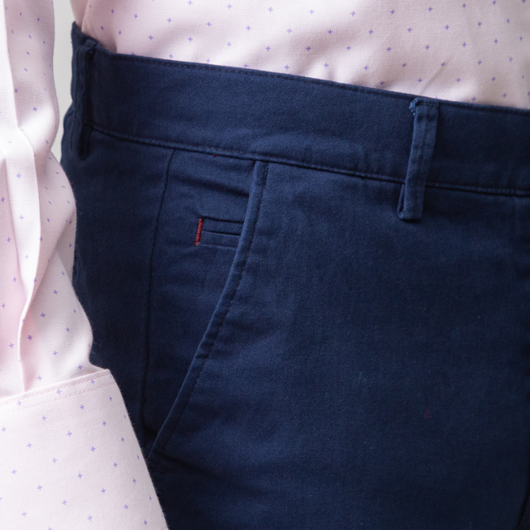 pantalon azul estructura plana lisa marca business casual slim 147781 AZUL 3