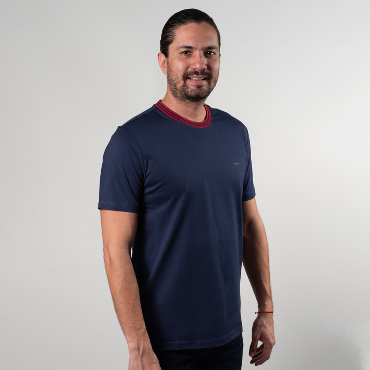 playera azul estructura contraste marca carven slim 150887 AZUL 1