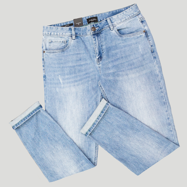 Jeans celeste estructura lavado claro marca Carven slim | 134959