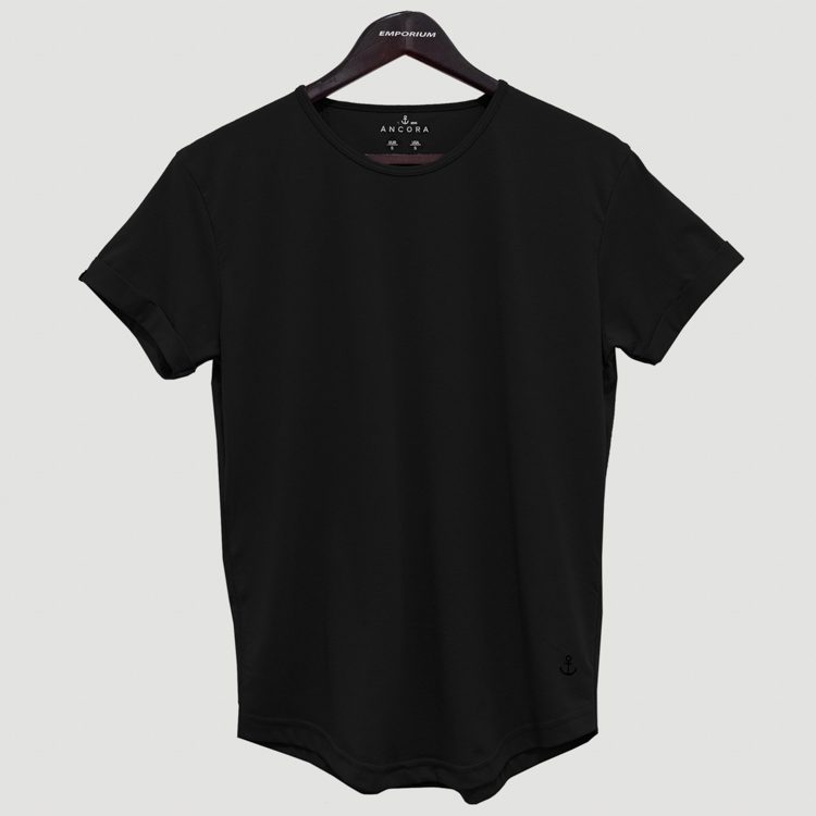 Playera negro estilo New long fit marca Ancora slim | 135417
