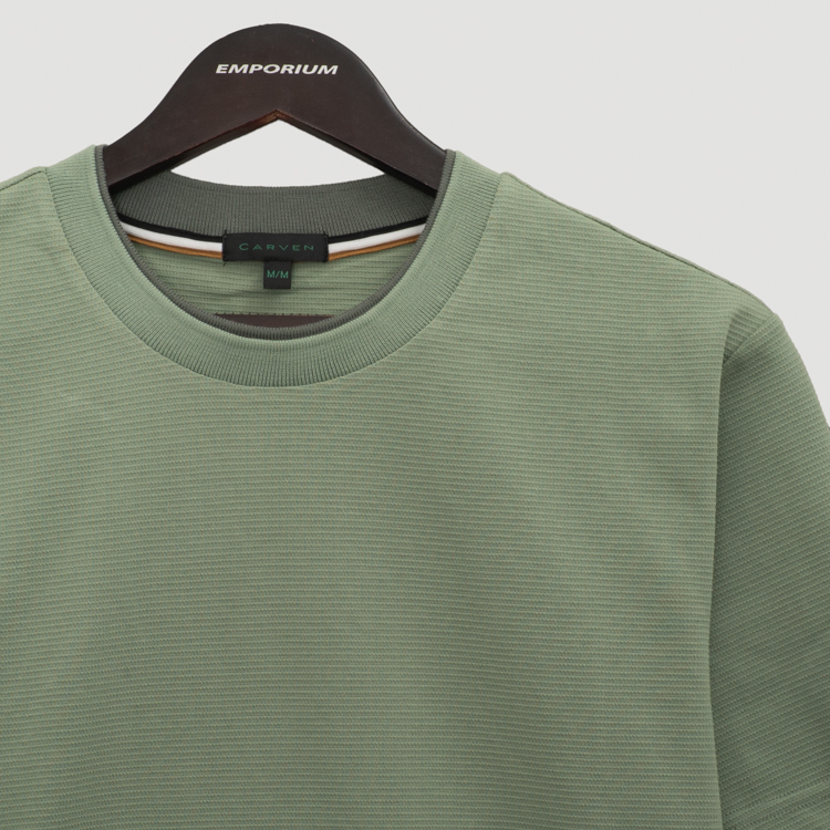 playera verde estructura labrada marca carven slim 167190 VERDE
