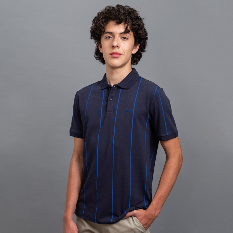 polo azul diseno de lineas marca carven slim 155726 AZUL 1