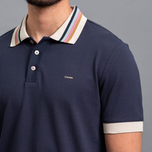 polo azul estructura contraste marca carven slim 155751 296545 2