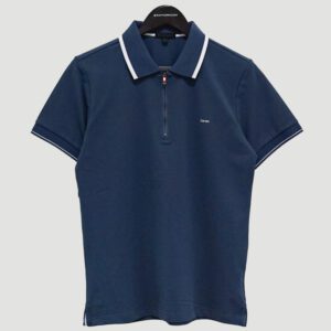 polo azul estructura plana con zipper marca carven slim 141120 201684 1
