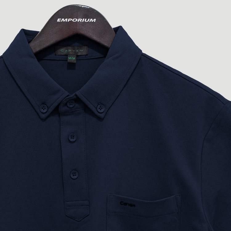 polo azul estructura plana marca carven slim 147547 AZUL 3