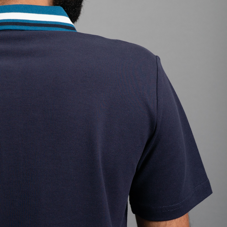 polo azul marino estructura cuello contrastado marca carven slim 161504 AZUL MA 3