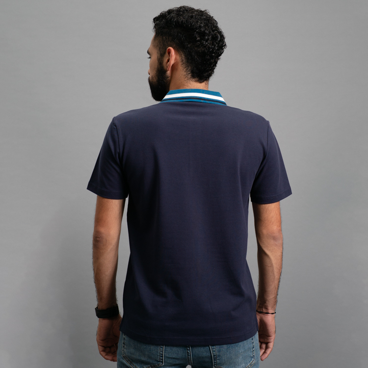 polo azul marino estructura cuello contrastado marca carven slim 161504 AZUL MA 4