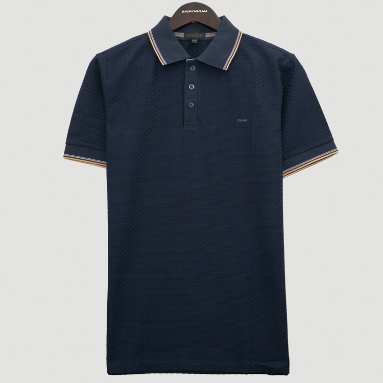 polo azul marino estructura labrada marca carven slim 167150 377861