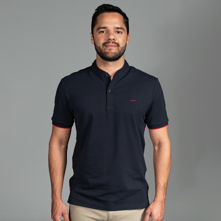 polo azul marino estructura plana marca carven slim 150824 286754 1