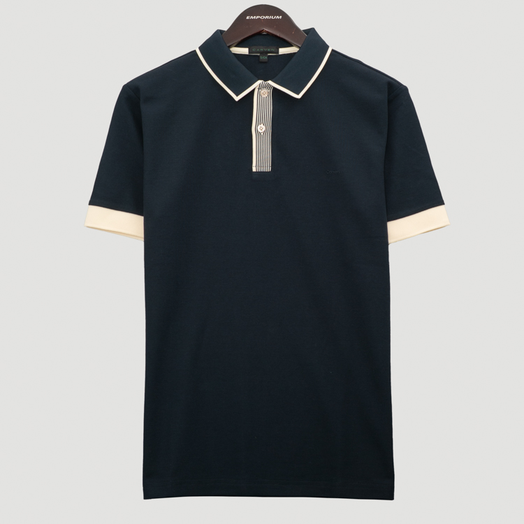 polo azul marino estructura plana marca carven slim 167140 377856