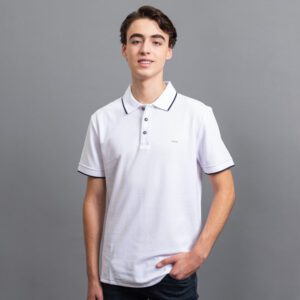 polo blanca estructura contraste marca carven slim 150849 296586 1