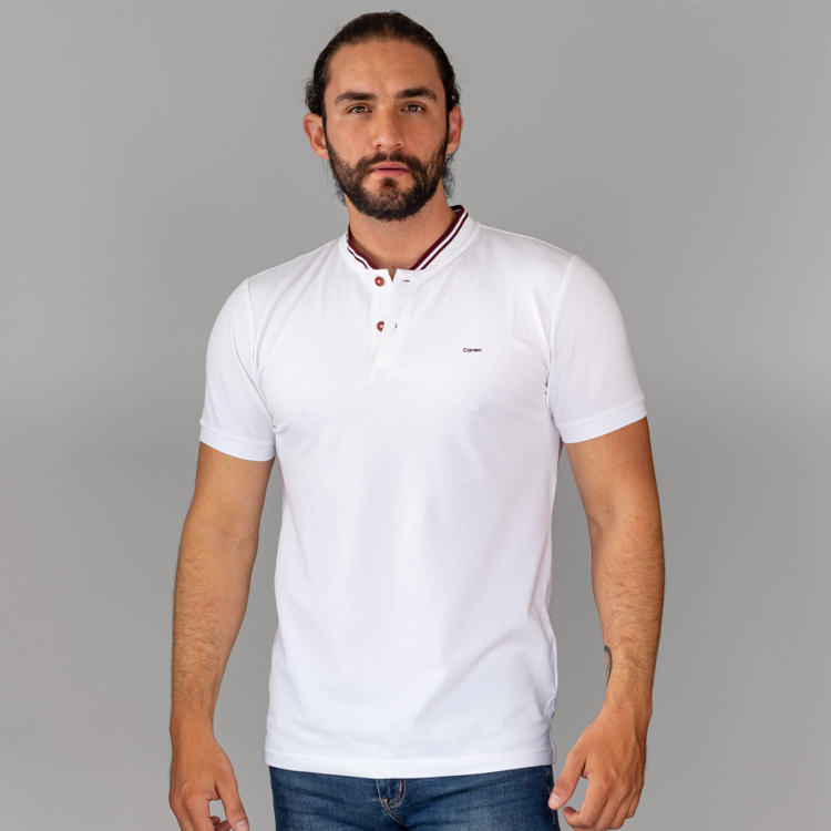 polo blanca estructura plana marca carven slim 144207 355504 1