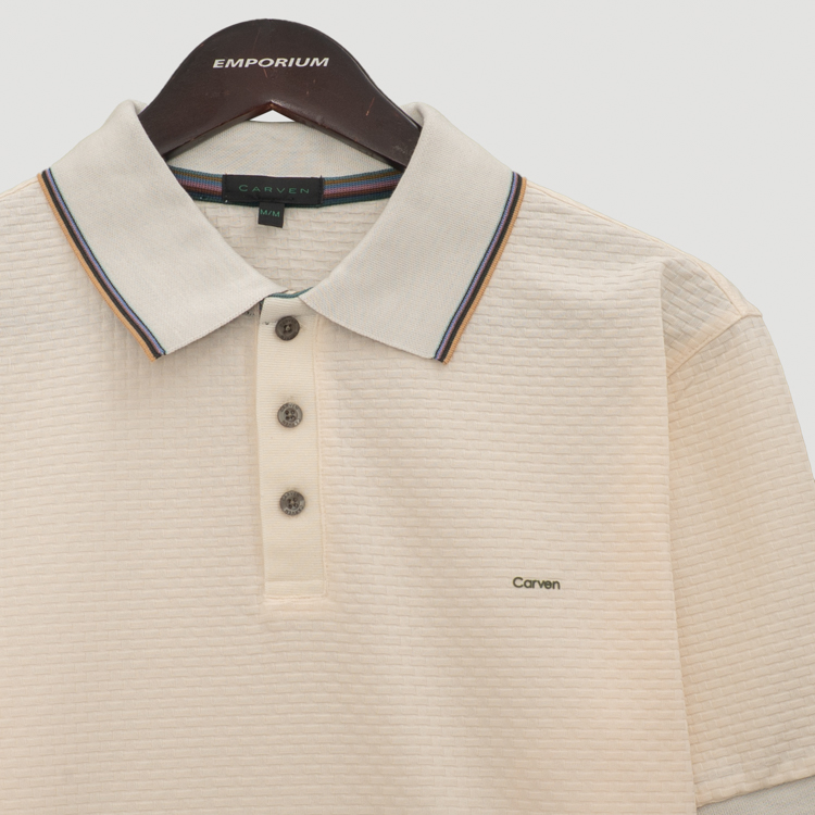 polo crema estructura labrada marca carven slim 167165 CREMA