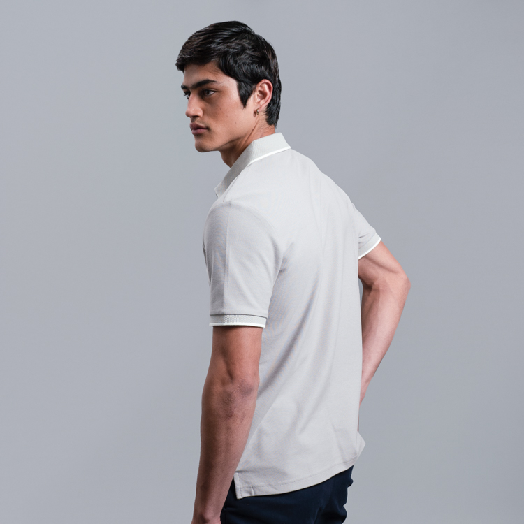 polo gris estructura con zipper marca carven slim 161514 GRIS 4