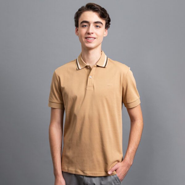 polo khaki estructura contraste marca carven slim 150855 296584 1