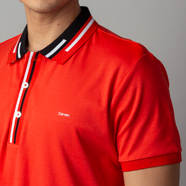 polo naranja estructura cuello contrastado marca carven slim 141095 NARANJA 2
