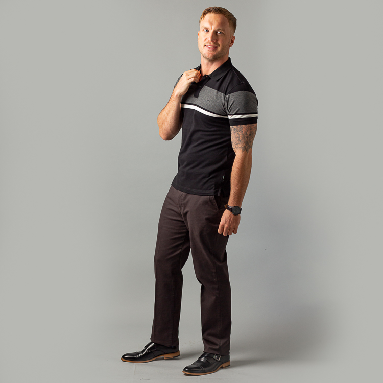 Polo negra con diseño de franjas marca Carven slim | 125470