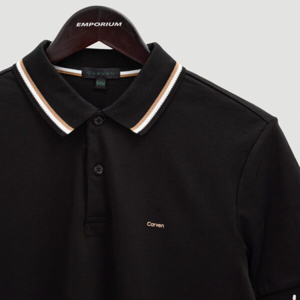 polo negra estructura labrada marca carven slim 150883 293696 2