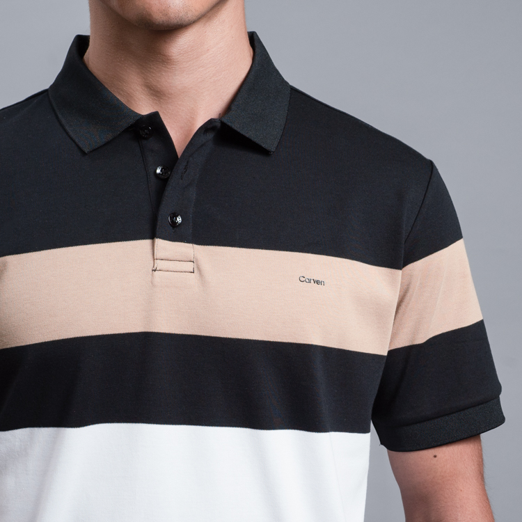 polo negro estructura plana marca carven slim 156074 NEGRO 2