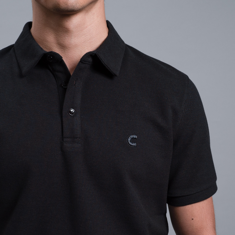 polo negro estructura plana marca carven slim 161515 NEGRO 2