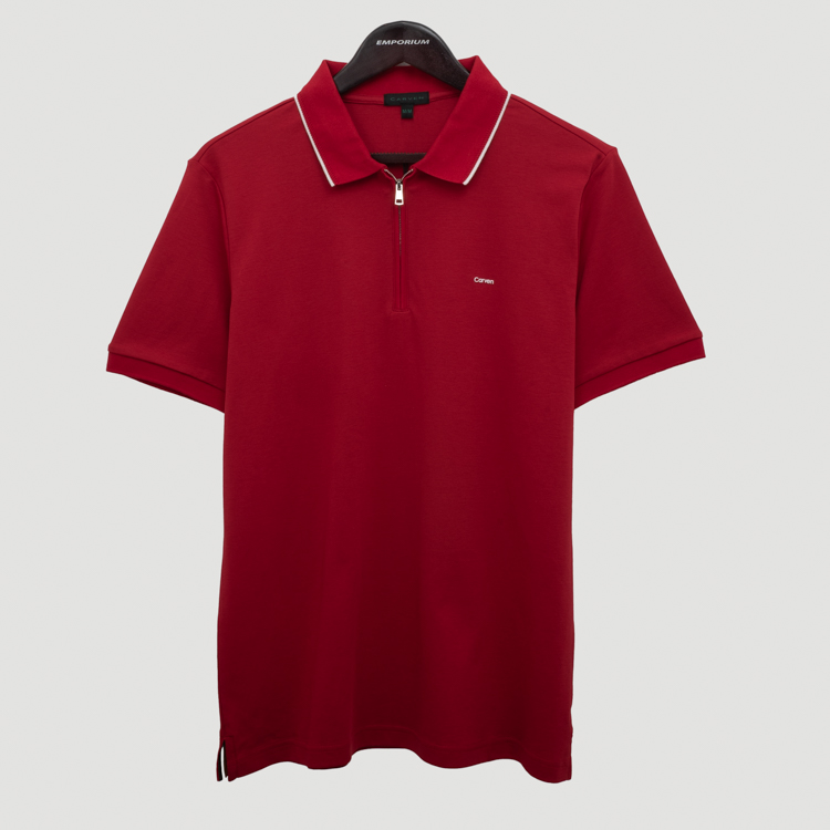 polo rojo estructura plana marca carven slim 155956 338675 1